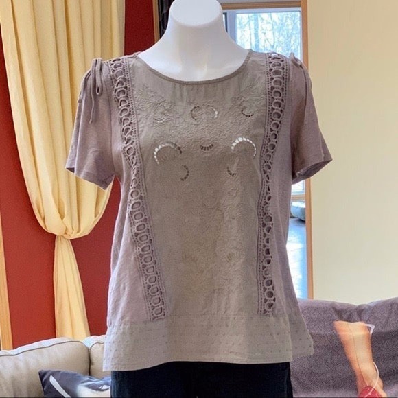 Democracy Tie String Flutter Sleeve Top Size Medium - Picture 1 of 8